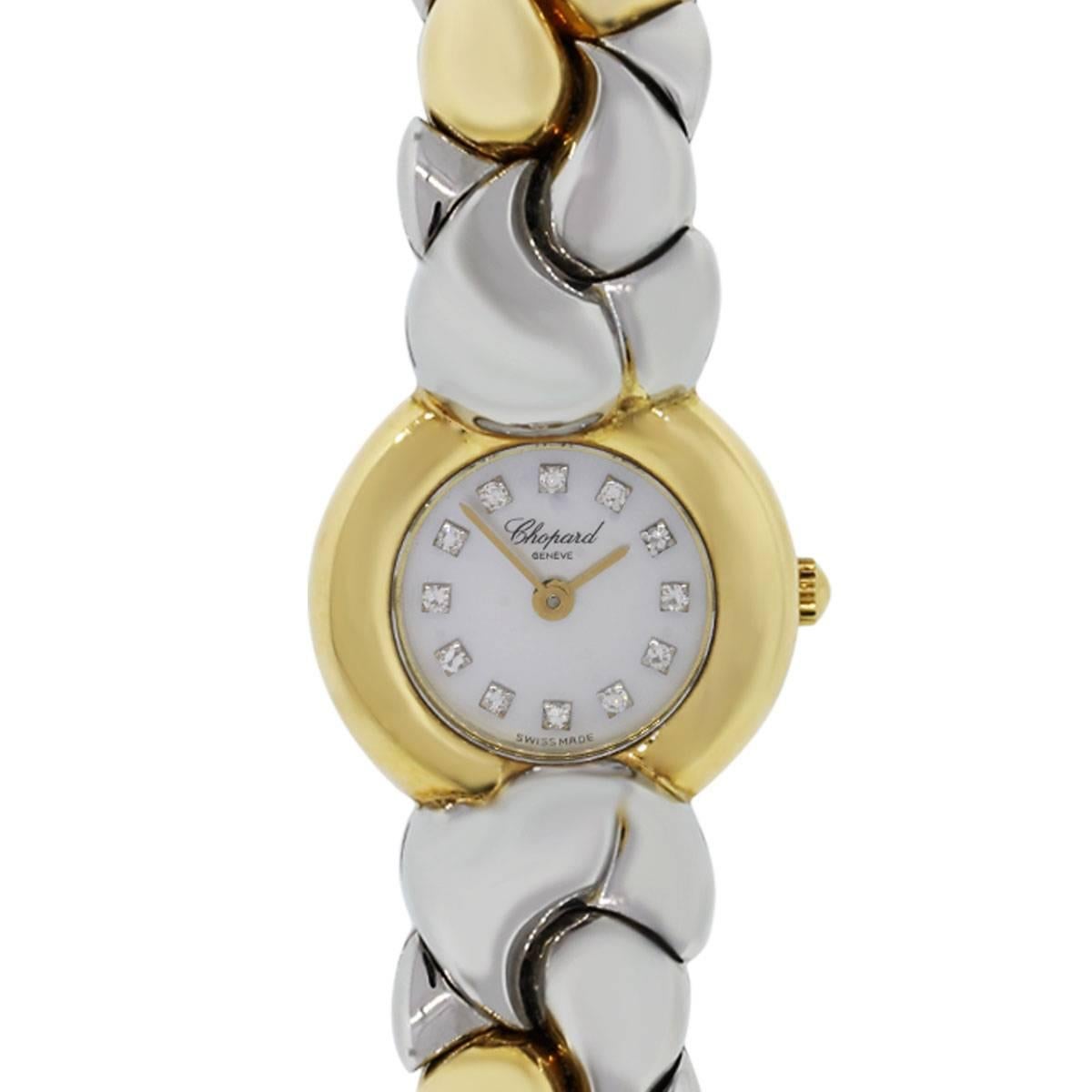 Chopard Montre-bracelet Casmir à quartz en or jaune avec cadran en acier inoxydable et diamants en vente