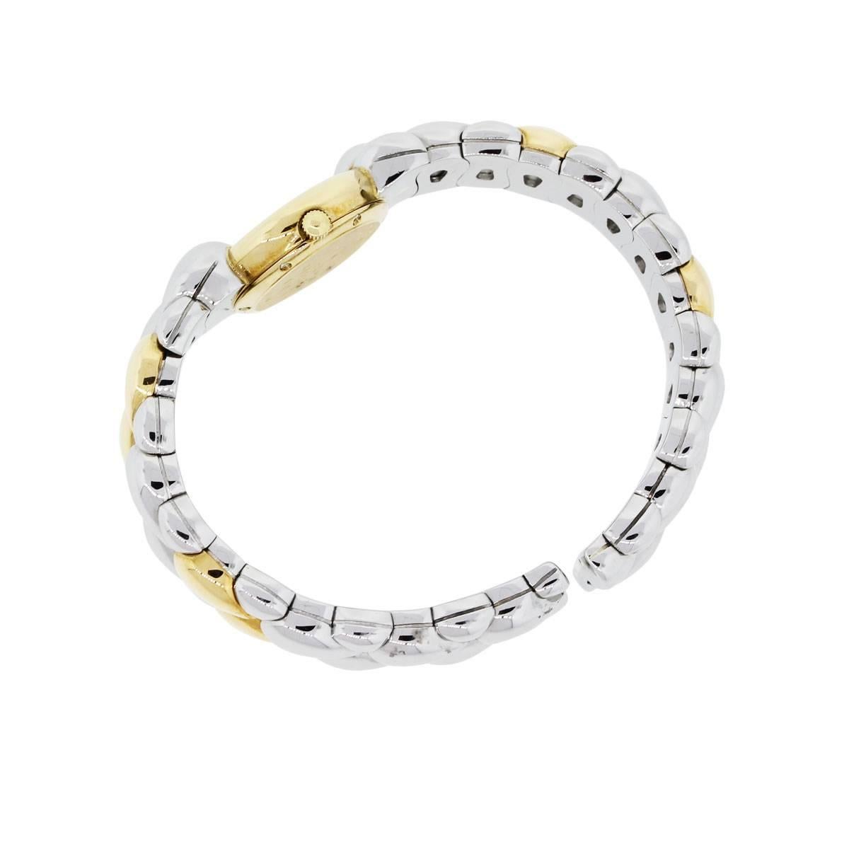 Chopard Montre-bracelet Casmir à quartz en or jaune avec cadran en acier inoxydable et diamants Excellent état - En vente à Boca Raton, FL