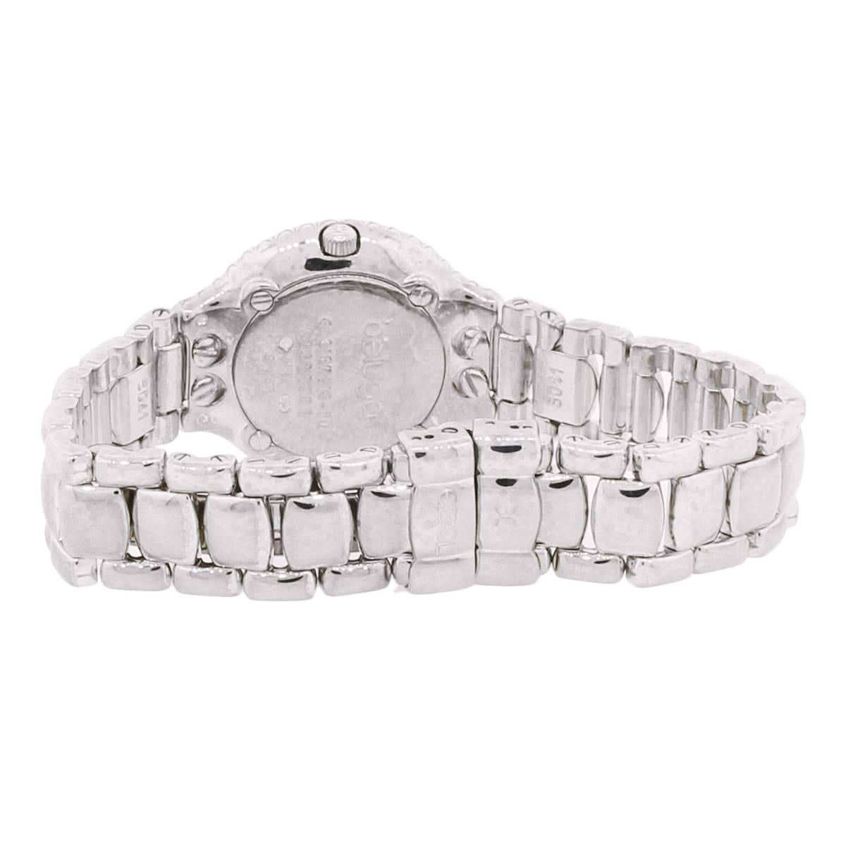 Ebel Ladies White Gold Diamond Dial Mother-of-Pearl Beluga Quartz Wristwatch In Excellent Condition In Boca Raton, FL