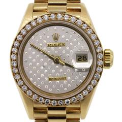Rolex Ladies Yellow Gold Diamond Dial Datejust Wristwatch Ref 69178