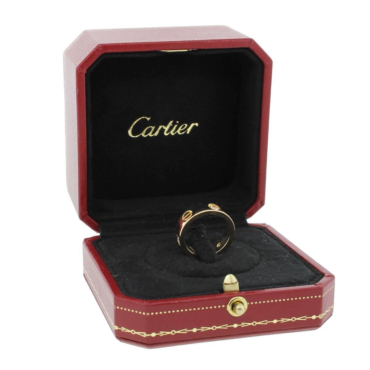 Women's or Men's Cartier 3 Diamond Gold Love Ring