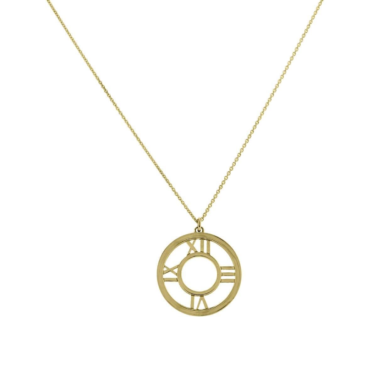 Designer: Tiffany & Co. 
Style	: 18k Yellow Gold Large Atlas Pendant Necklace
Material: 18k Yellow Gold
Total Item Weight: 17.4g (11.2dwt)
Necklace Length: Chain is 18