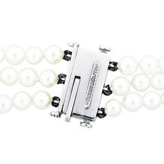 Tiffany and Co. Voile 3 Row Pearl Diamond Platinum Bracelet
