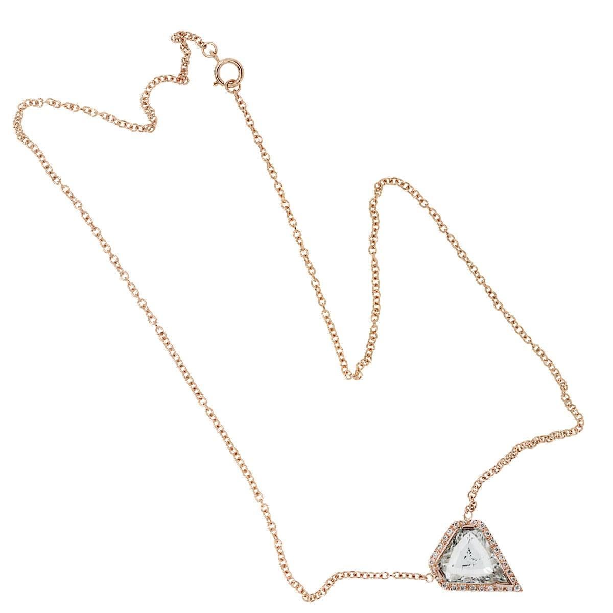 Modern 4.18 Carat Kite Shape Diamond Gold Pendant Necklace For Sale