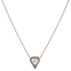 4.18 Carat Kite Shape Diamond Gold Pendant Necklace