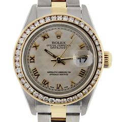 Rolex Ladies Stainless Steel Datejust Diamond Bezel Automatic Wristwatch 