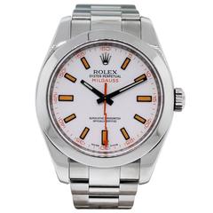Rolex Stainless Steel White Dial Milgauss Automatic Wristwatch