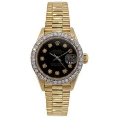 Rolex Ladies Yellow Gold Diamond Datejust Presidential Automatic Wristwatch