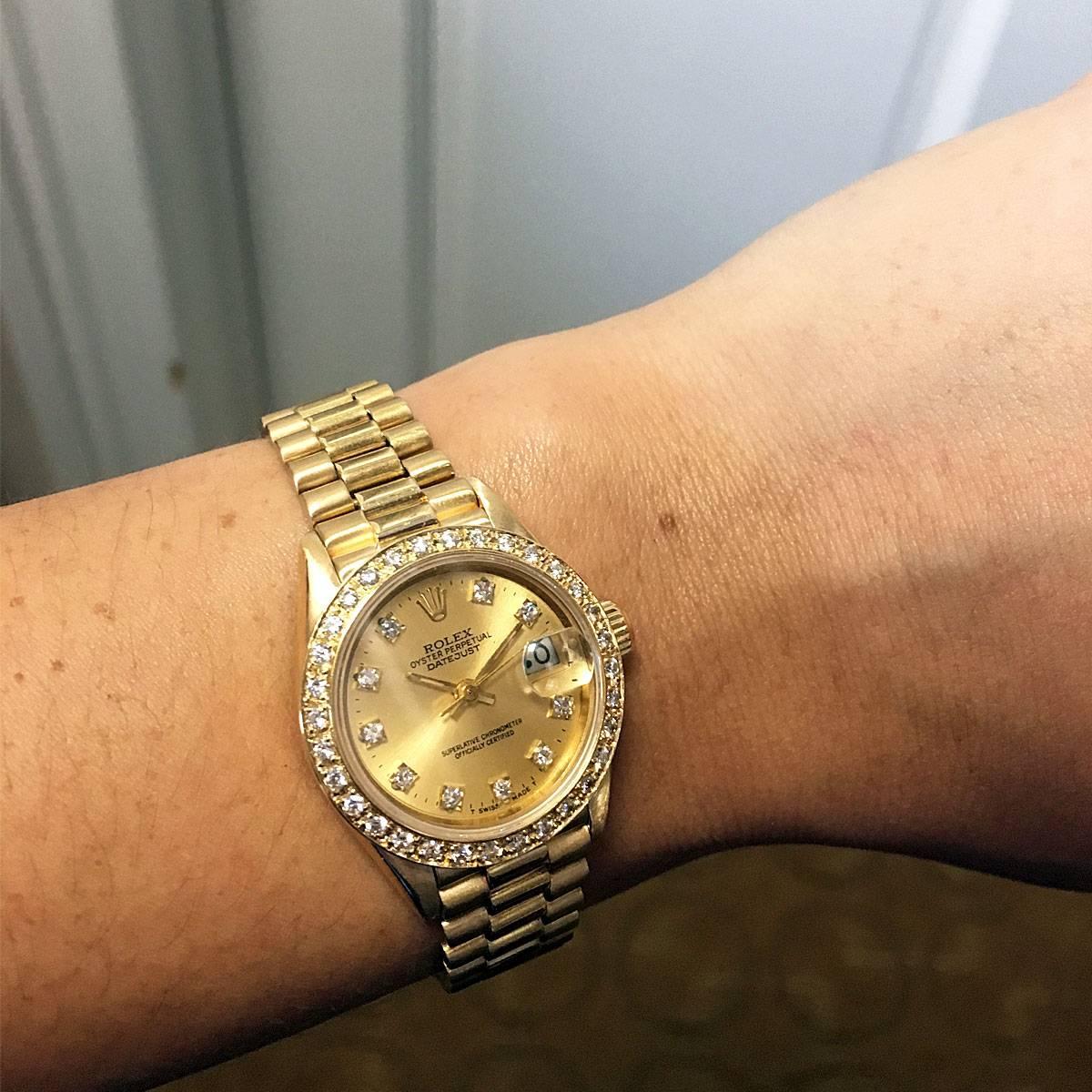 Rolex Ladies Yellow Gold Diamond Bezel Datejust Automatic Wristwatch 1