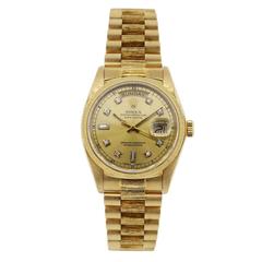 Rolex Yellow Gold Day Date Champagne Dial Presidential Automatic Wristwatch