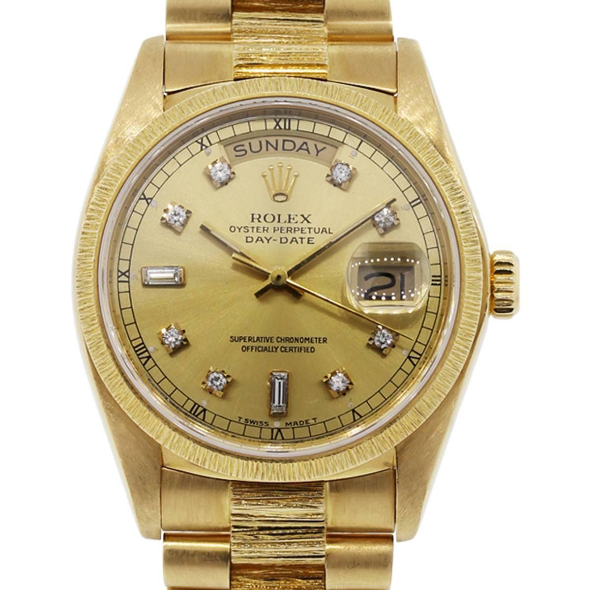 Rolex Yellow Gold Day Date Champagne Dial Presidential Automatic Wristwatch 