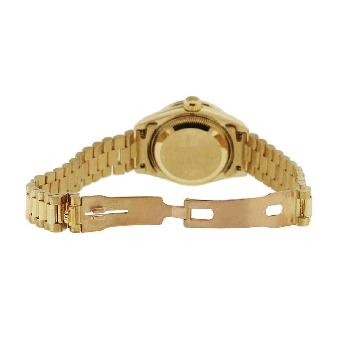 Women's Rolex Ladies Yellow Gold Diamond Datejust Presidential Automatic Wristwatch 