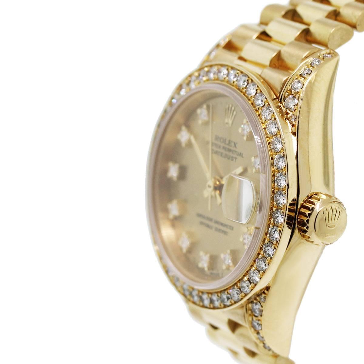 Rolex Ladies Yellow Gold Diamond Datejust Presidential Automatic Wristwatch  1