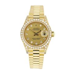 Rolex Ladies Yellow Gold Diamond Datejust Presidential Automatic Wristwatch