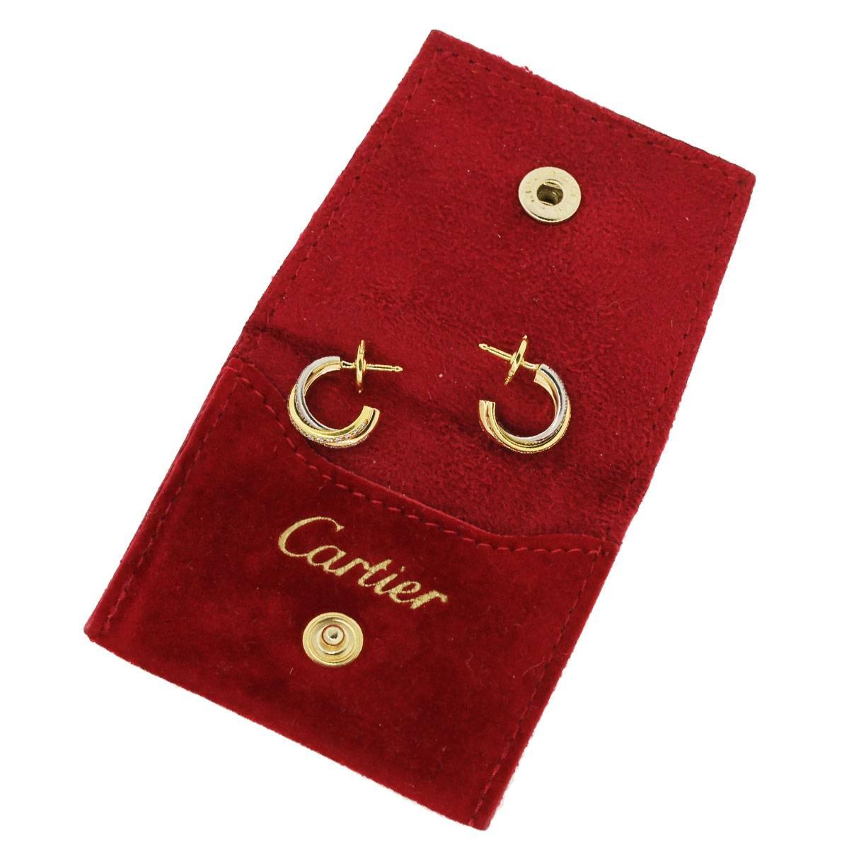 Women's Cartier Trinity Diamond Tri Color Gold Small Earrings