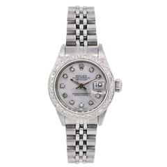 Rolex Ladies Stainless Steel Diamond Dial Datejust Automatic Wristwatch