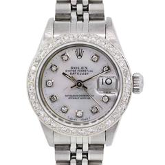 Rolex Ladies Stainless Steel Diamond Dial Datejust Automatic Wristwatch 8