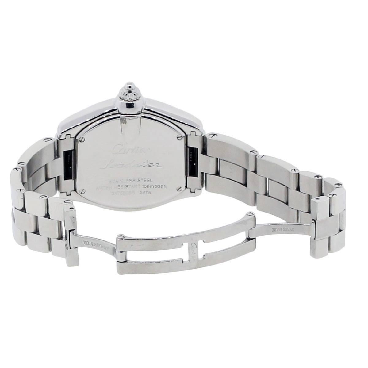 Women's Cartier Ladies Stainless Steel Roadster Pink Dial Quartz Wristwatch