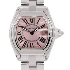 Cartier Ladies Stainless Steel Roadster Pink Dial Quartz Wristwatch
