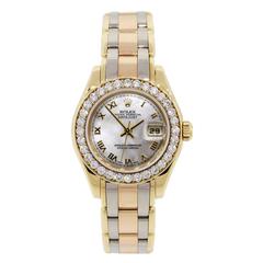 Rolex Damen Gelbgold Edelstahl Tridor Pearlmaster Datejust Armbanduhr