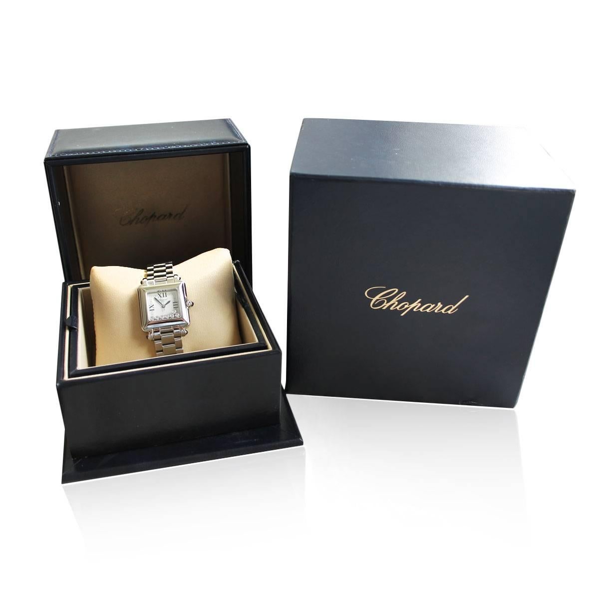 Women's Chopard Stainless Steel Happy Sport Floating Diamonds Watch