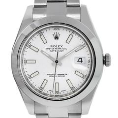 Rolex Stainless Steel White Dial Automatic Wristwatch