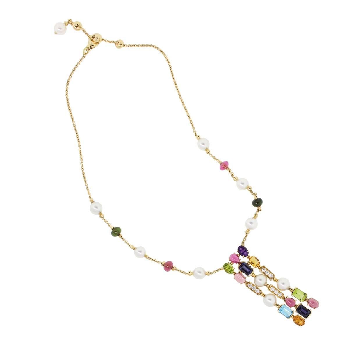Bulgari Allegra Multicolored Gemstone and Diamond 3 Row Necklace at 1stDibs