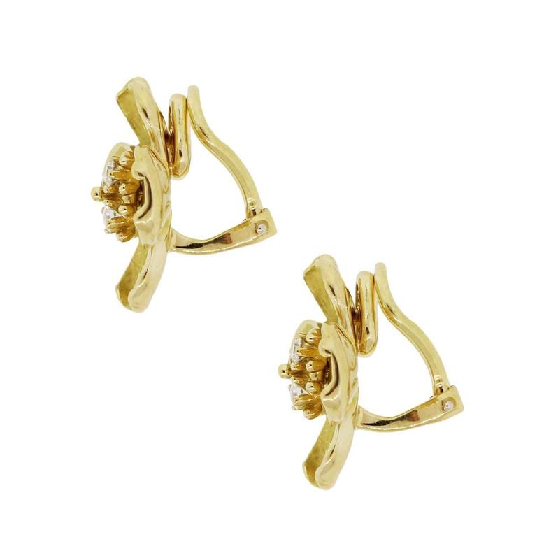 Tiffany and Co. 18k Yellow Gold Dogwood Flower Diamond Earrings at 1stDibs