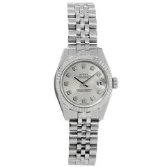 Rolex Ladies Stainless Steel Diamond Dial Wristwatch Ref179174