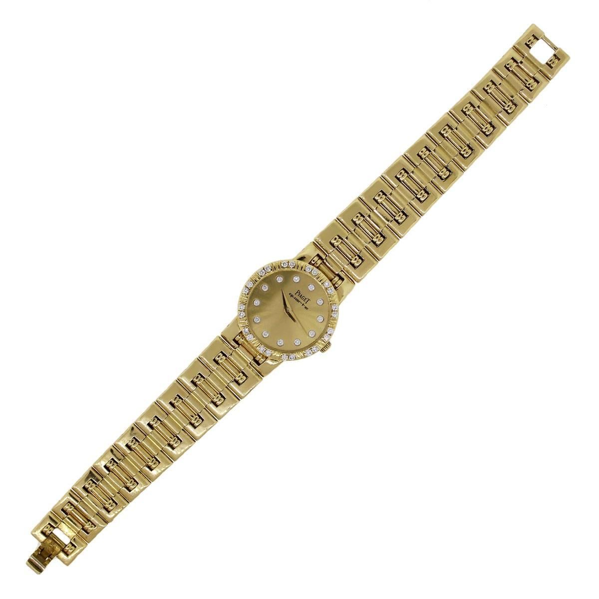 Piaget Ladies Yellow Gold Diamond Dial Dancer Wristwatch Ref 80564 In Excellent Condition In Boca Raton, FL