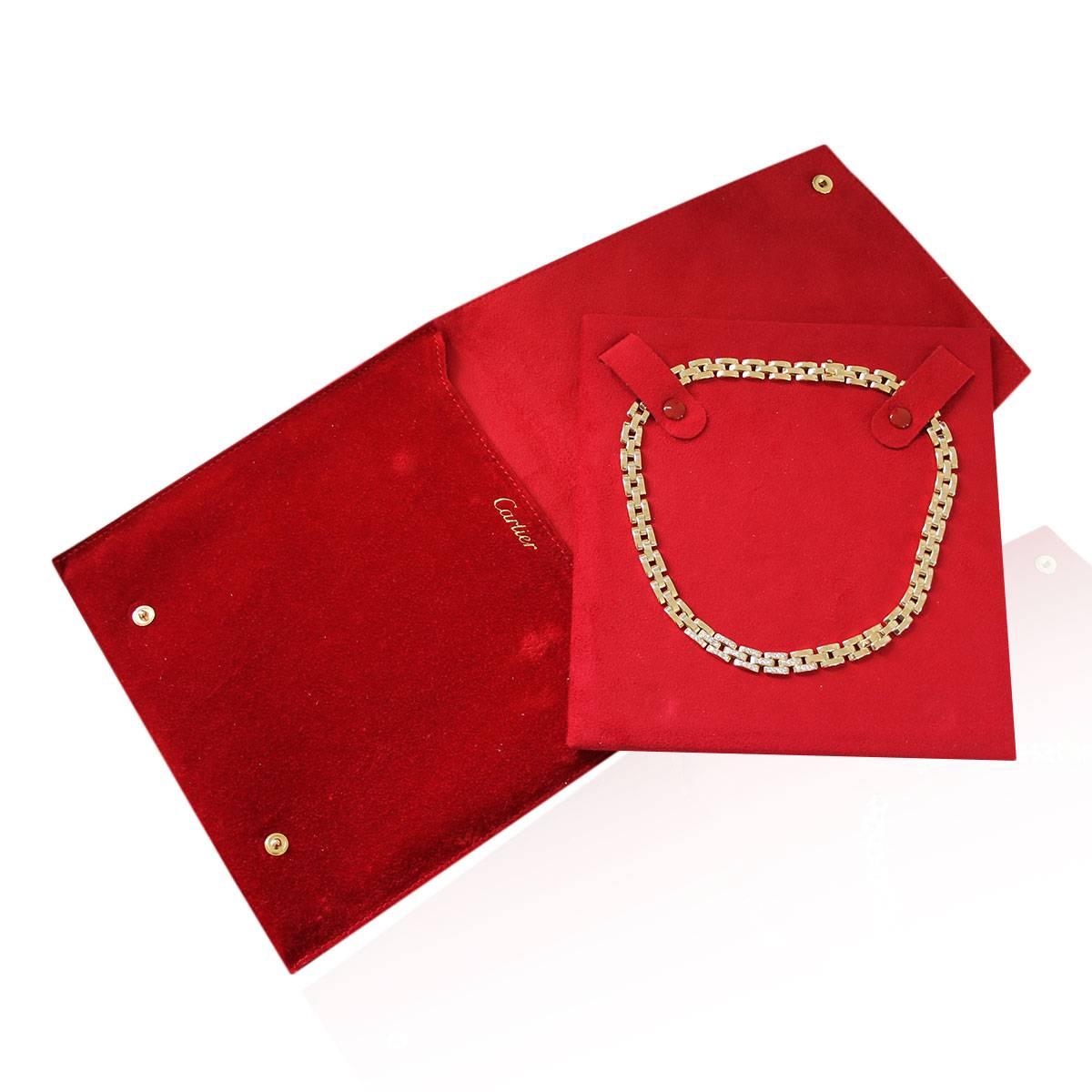 Women's Cartier Yellow Gold Panther Three Row Diamond Gold Necklace