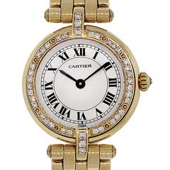 Cartier Damen Gelbgold Diamant Panthere Vendome Cougar Quarz Armbanduhr