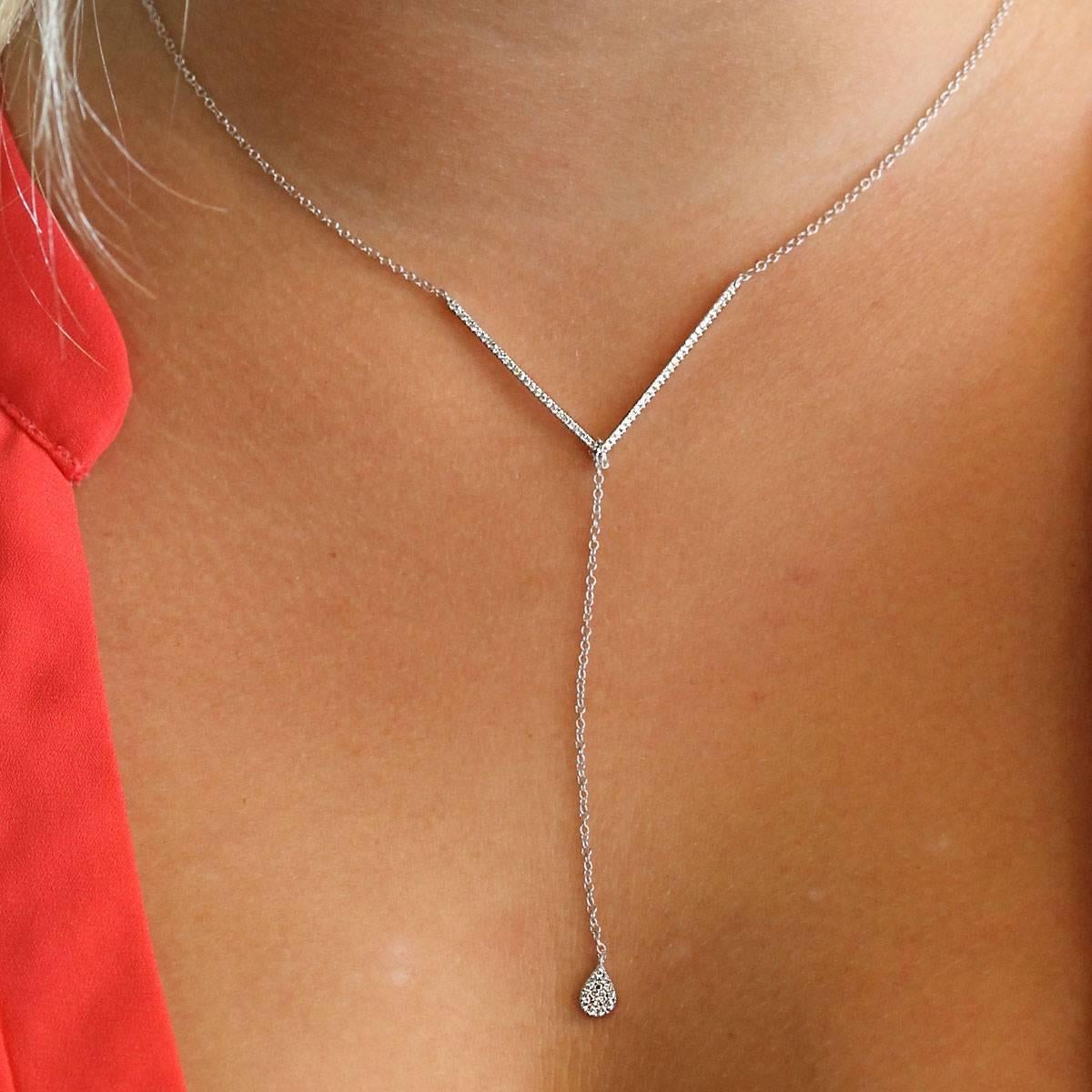 Meira T 0.37 Carats Diamond Gold Drop Necklace In New Condition In Boca Raton, FL