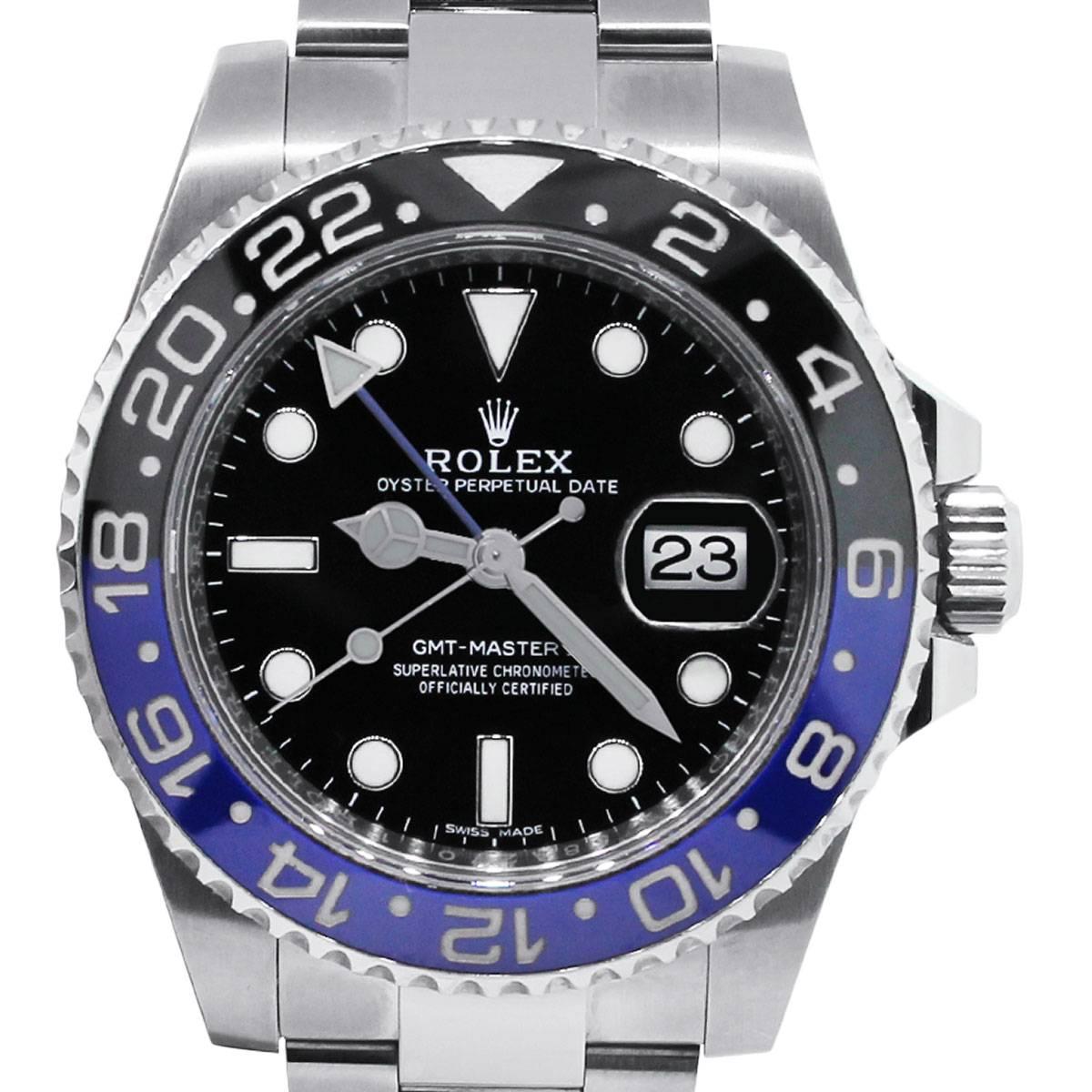 Rolex Stainless Steel GMT Master II Black and Blue Batman AutomaticWristwatch