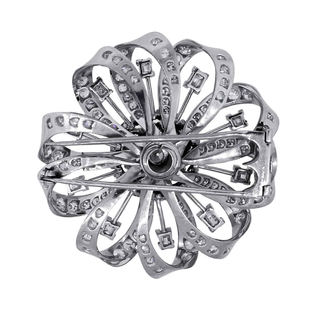 7.36 Carats GIA Old European Diamonds Platinum Pin In Excellent Condition For Sale In Boca Raton, FL