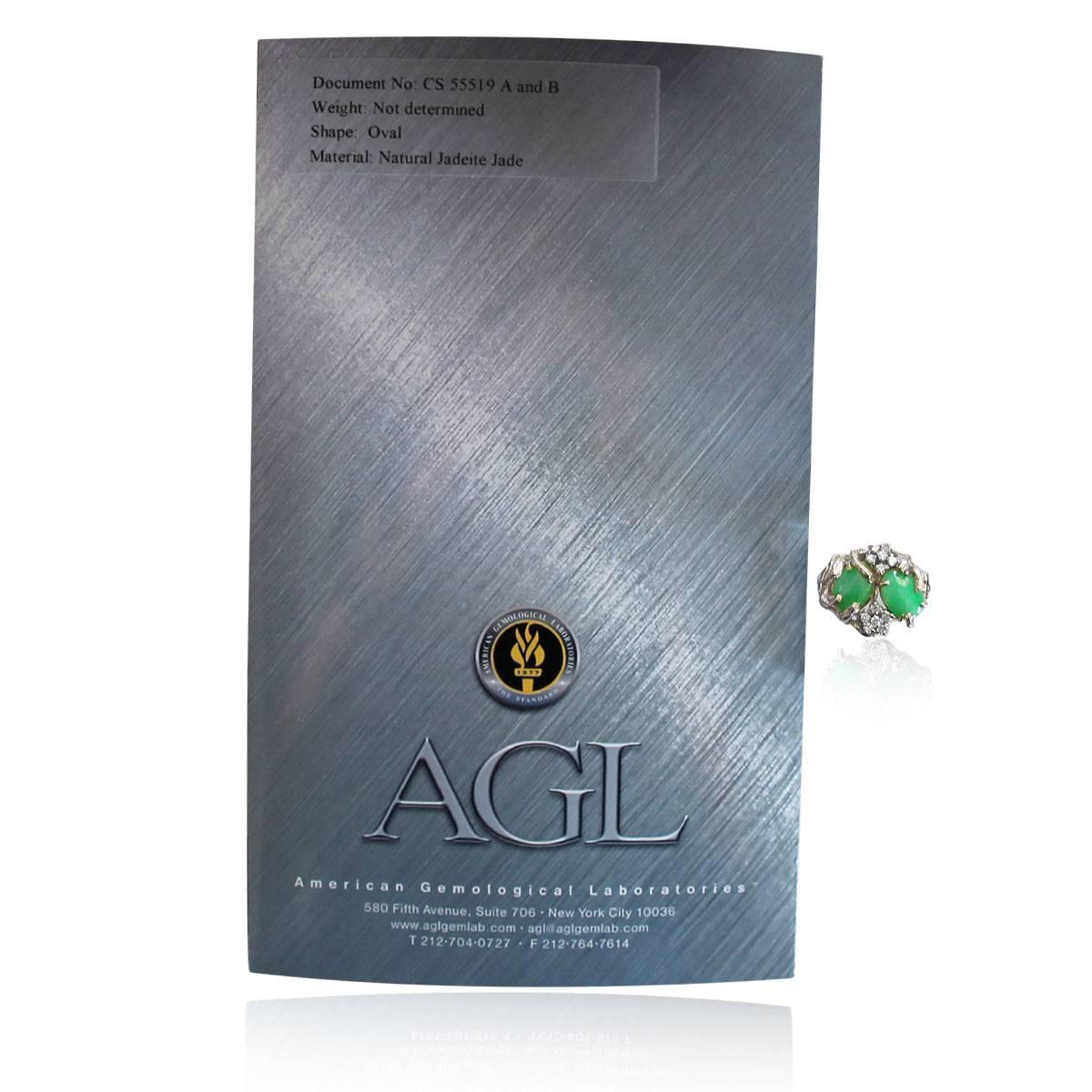  AGL Certified Jade Diamond Gold Ring 1