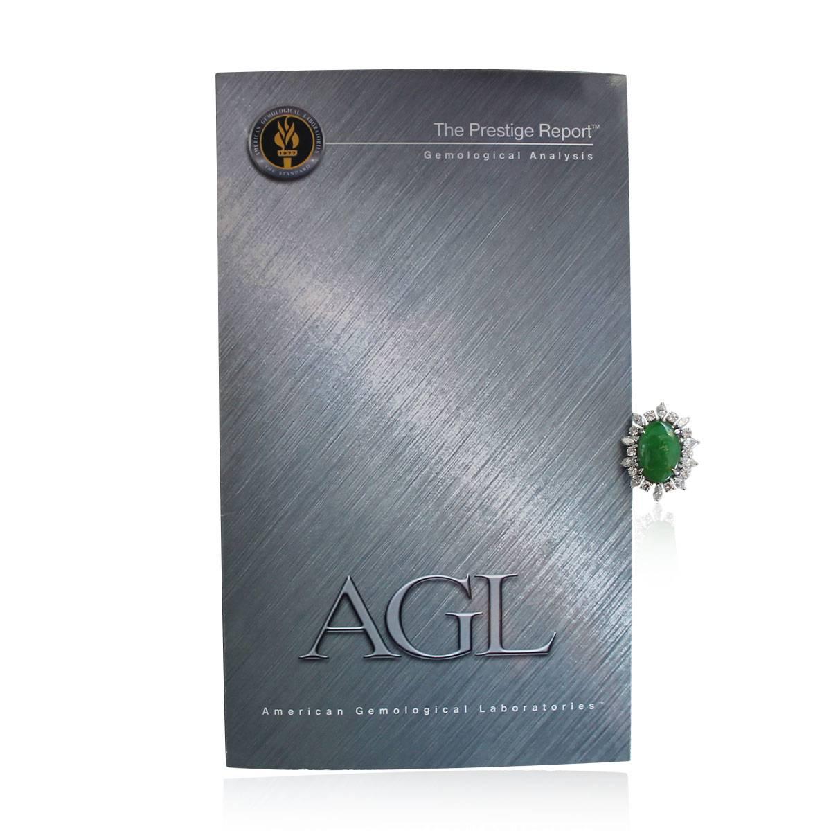 3 carat AGL Certified Jade Diamond Gold Ring In Excellent Condition For Sale In Boca Raton, FL