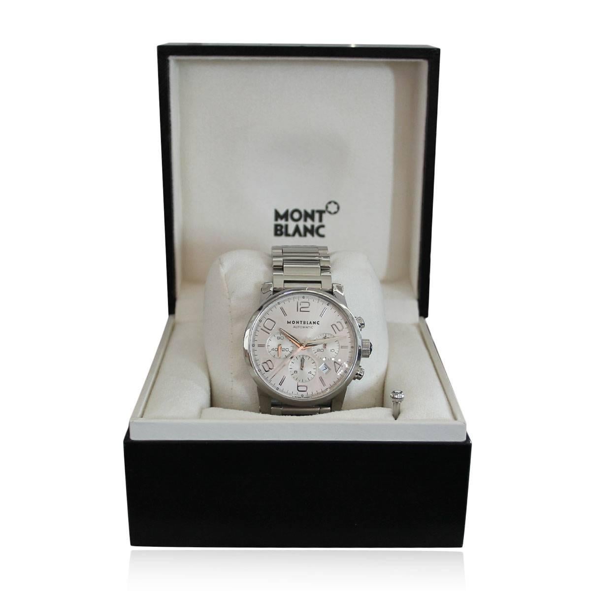 Montre-bracelet Mont Blanc Timewalker Chronographe automatique en acier inoxydable en vente 1