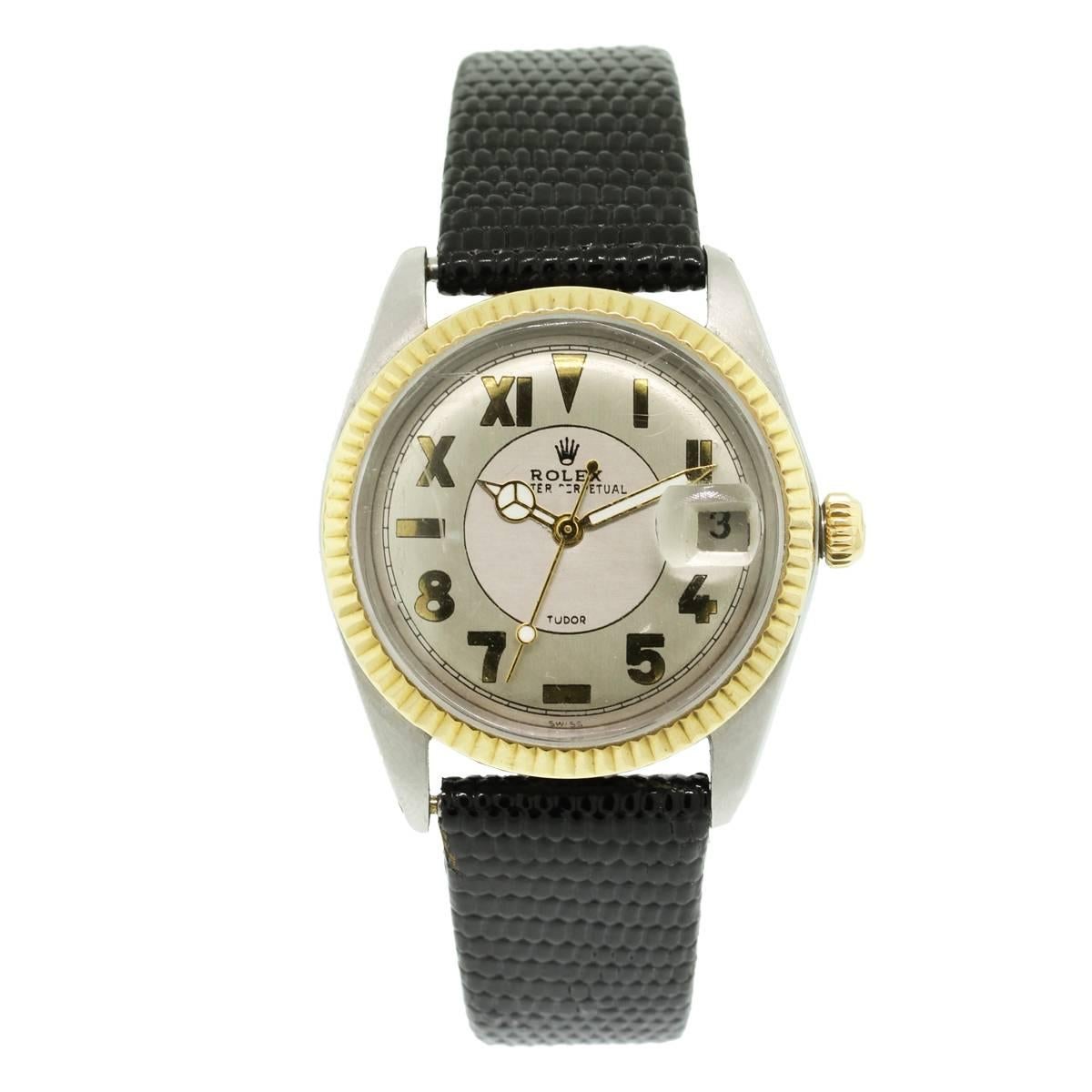 
Brand	Rolex/Tudor
Case Material	Stainless Steel
Case Diameter	34 mm
Bezel	Yellow Gold Fluted Bezel
Movement	Automatic
Size	Adjustable
Additional Details	This item comes with a presentation box!