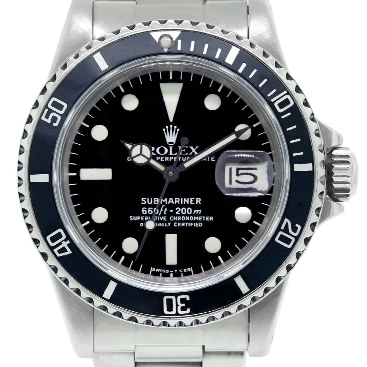 Rolex Stainless Steel Black Dial Submariner Automatic Wristwatch 