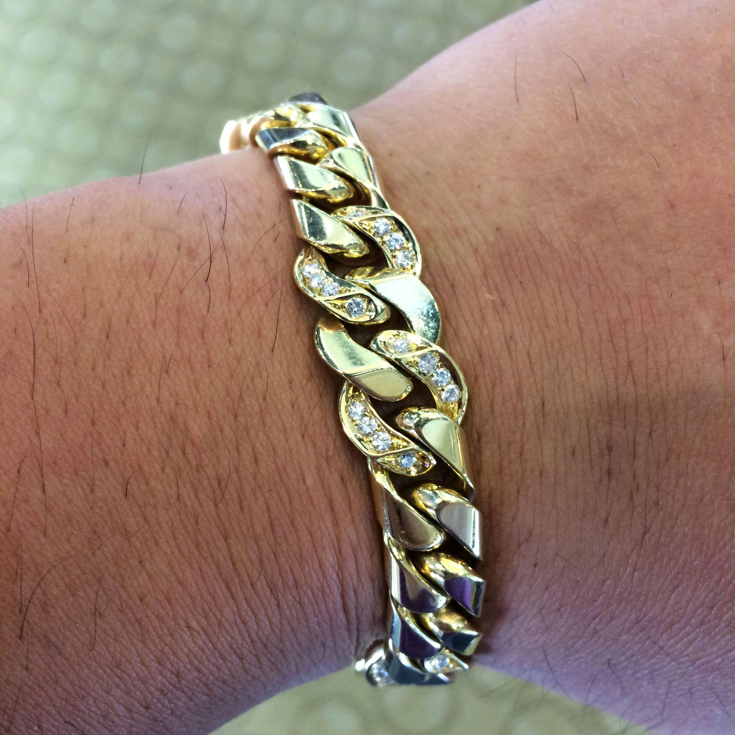 Men's Bulgari  Diamond Gold Link Bracelet