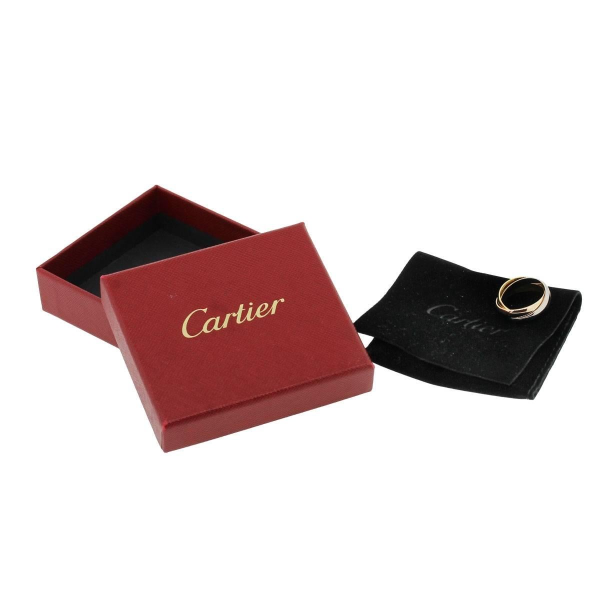 Designer
Cartier
Material
18k white, yellow and rose gold
Ring Size
Size 52 (5.75)
Total Weight	8.4g (5.3dwt)
Measurements
0.87" x0.28" x 0.87"
Additional Details	Comes with Cartier box and pouch!
SKU
R3706
