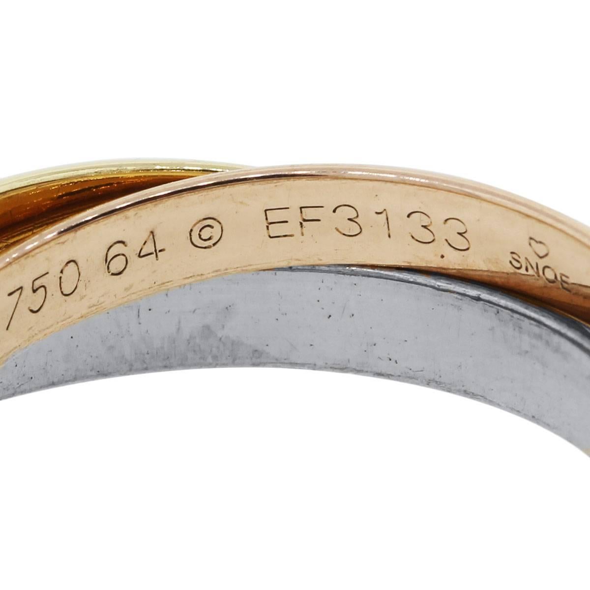 Cartier Trinity  Tri-Gold Ring Size 64 In New Condition In Boca Raton, FL
