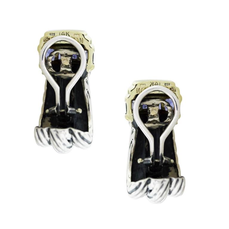 David Yurman Two Tone Tanzanite Cable Earrings At 1stdibs Company David Yurman Style J Hoop Tanzanite Cable Earrings Material 14k Yellow Gold And Sterling