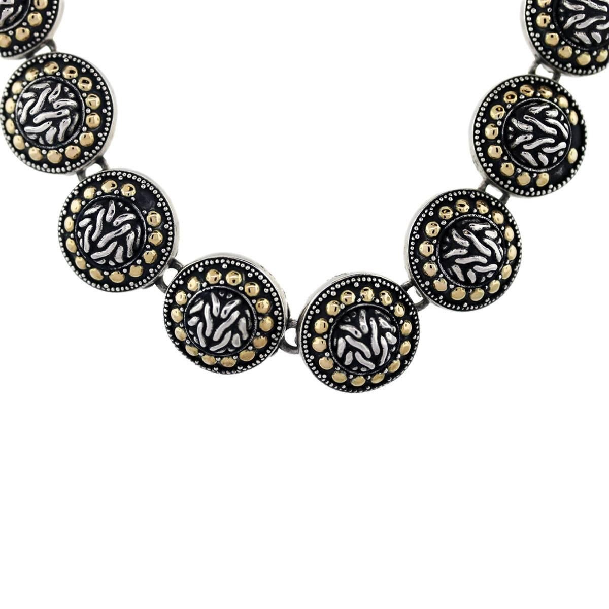 John Hardy Sterling Silver and Yellow Gold Round Link Necklace