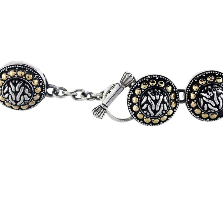 John Hardy Sterling Silver and Yellow Gold Round Link Necklace For Sale ...
