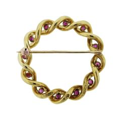 Tiffany & Co. Gold Ruby Wreath Pin