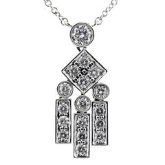 Tiffany & Co. Platinum Legacy Diamond Dangle Pendant Necklace
