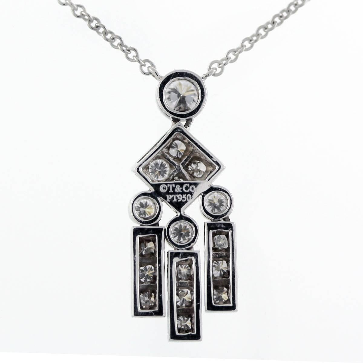 Tiffany & Co. Platinum Legacy Diamond Dangle Pendant Necklace In New Condition In Boca Raton, FL