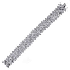 46.6 Carat Diamond White Gold Multi Row Bracelet